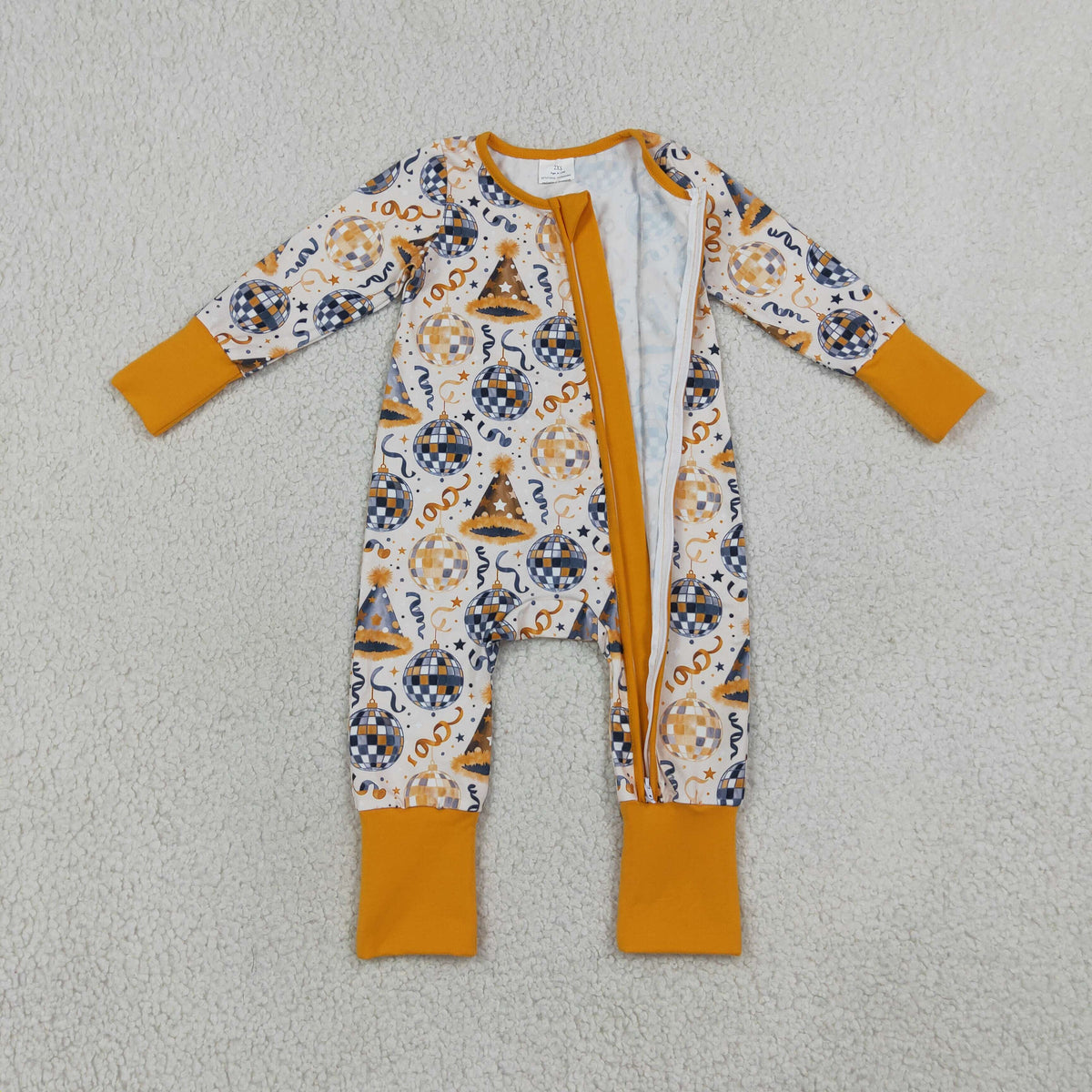 Baby Kids Infant Long Sleeves Happy New Year Zipper Footie Sleeper Romper Clothes RTS