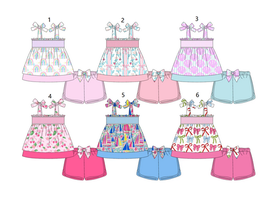 ( Moq 5 Each Style ) Baby Girl Sleeveless Bows Flower Sibling Set 3.22