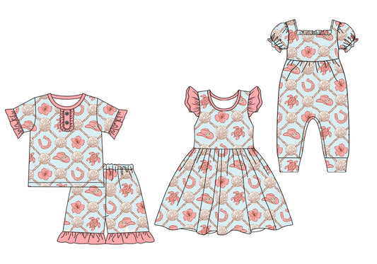 Baby Girl Flower Shells Sibling Romper Dress Set ( Moq 5 Each Style ) 2.10