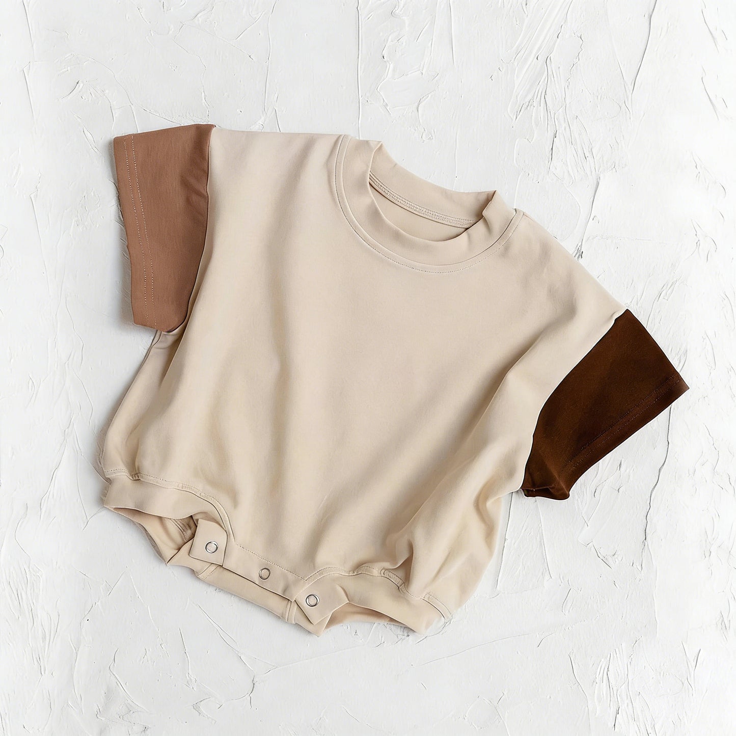 ( Moq 5 ) Preorder Baby Boys Infant Short Sleeves Khaki Cotton Bubble Romper Clothes