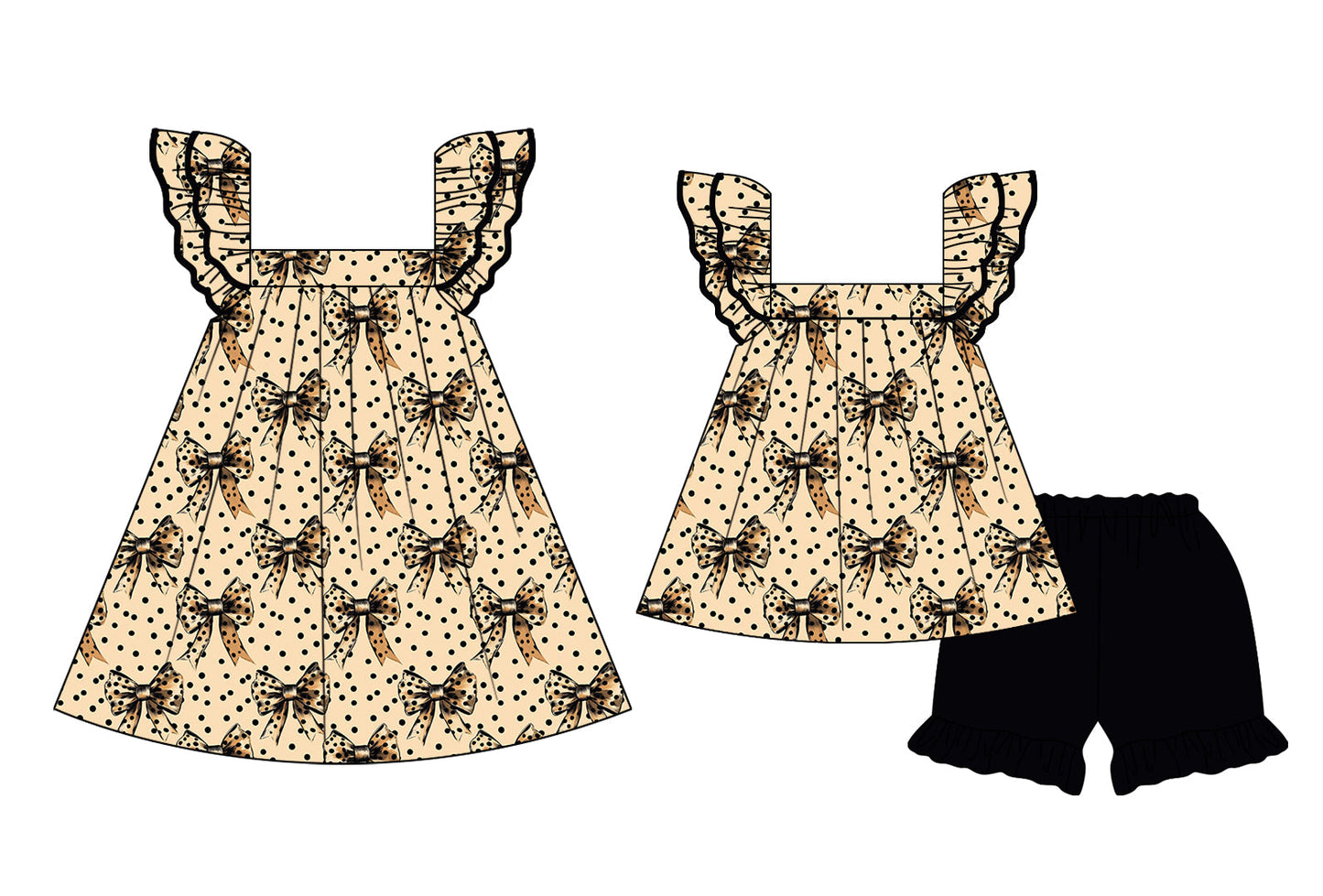 Baby Girl Short Sleeves Bows Sibling Dress Set ( Moq 5 Each Style ) 2.15