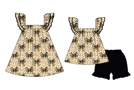 Baby Girl Short Sleeves Bows Sibling Dress Set ( Moq 5 Each Style ) 2.15