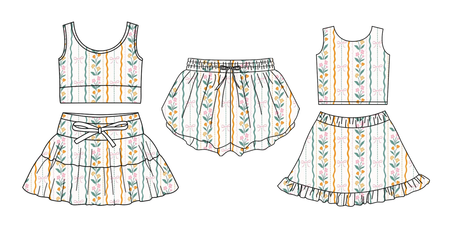 ( Moq 5 Each Style ) Baby Girls Kids Flower Bows Sibling Shorts Sets Clothes
