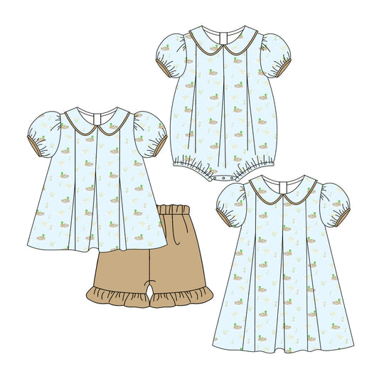 Baby Girl Short Sleeves Ducks Sibling Romper Dress Set ( Moq 5 Each Style ) 3.6