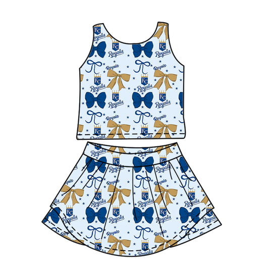 ( Moq 5 each style ) Baby Boy Girl Toddler KC Team Bows Sibling Shirt Dress Set 6.21