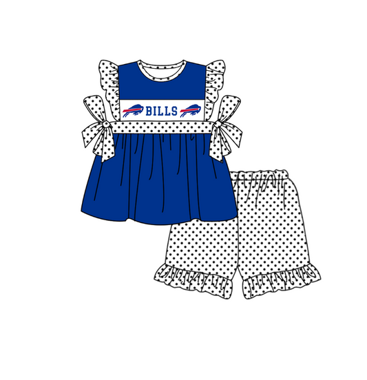 ( Moq 5 ) Baby Girls Toddler Short Sleeves Bull Bows Tunic Dots Shorts Team Set