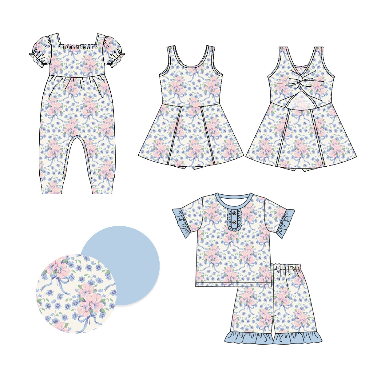 Baby Girl Flower Bows Sibling Dress Romper Set ( Moq 5 Each Style ) 1.4
