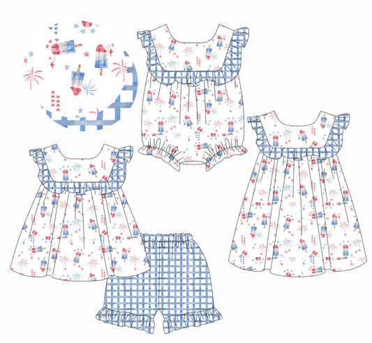 Baby Girl July 4th Sibling Romper Dress Set ( Moq 5 Each Style ) 1.17