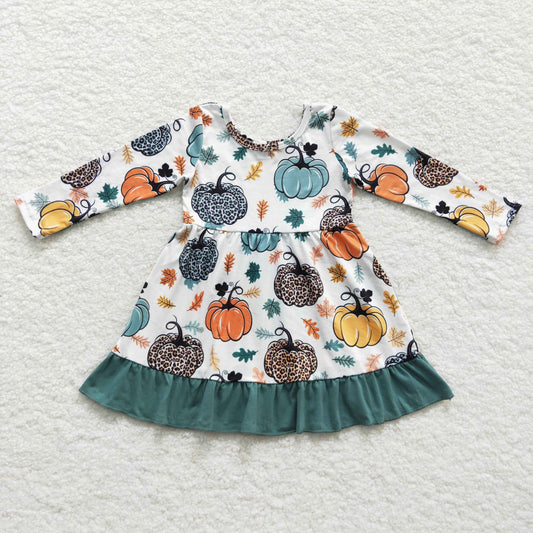 GLD0223 Baby Girl Long Sleeves Pumpkin Dress