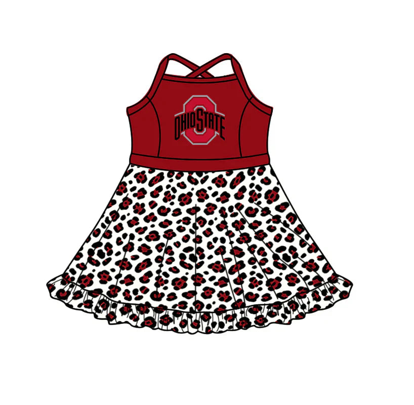 ( Moq 5 ) Sibling Baby Girls Kids Leopard Built-in Shorts Team Ruffle Dress Clothes