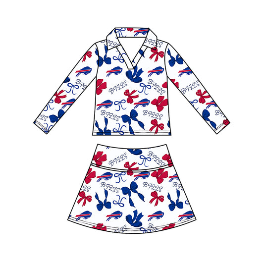 ( Moq 5 ) Baby Girls Kids Long Sleeves Bows Shirt Skirt Shorts Team Sets Clothes