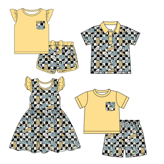 Baby Boy Girl Pencil Back To School Sibling Dress Set ( Moq 5 Each Style ) 12.30