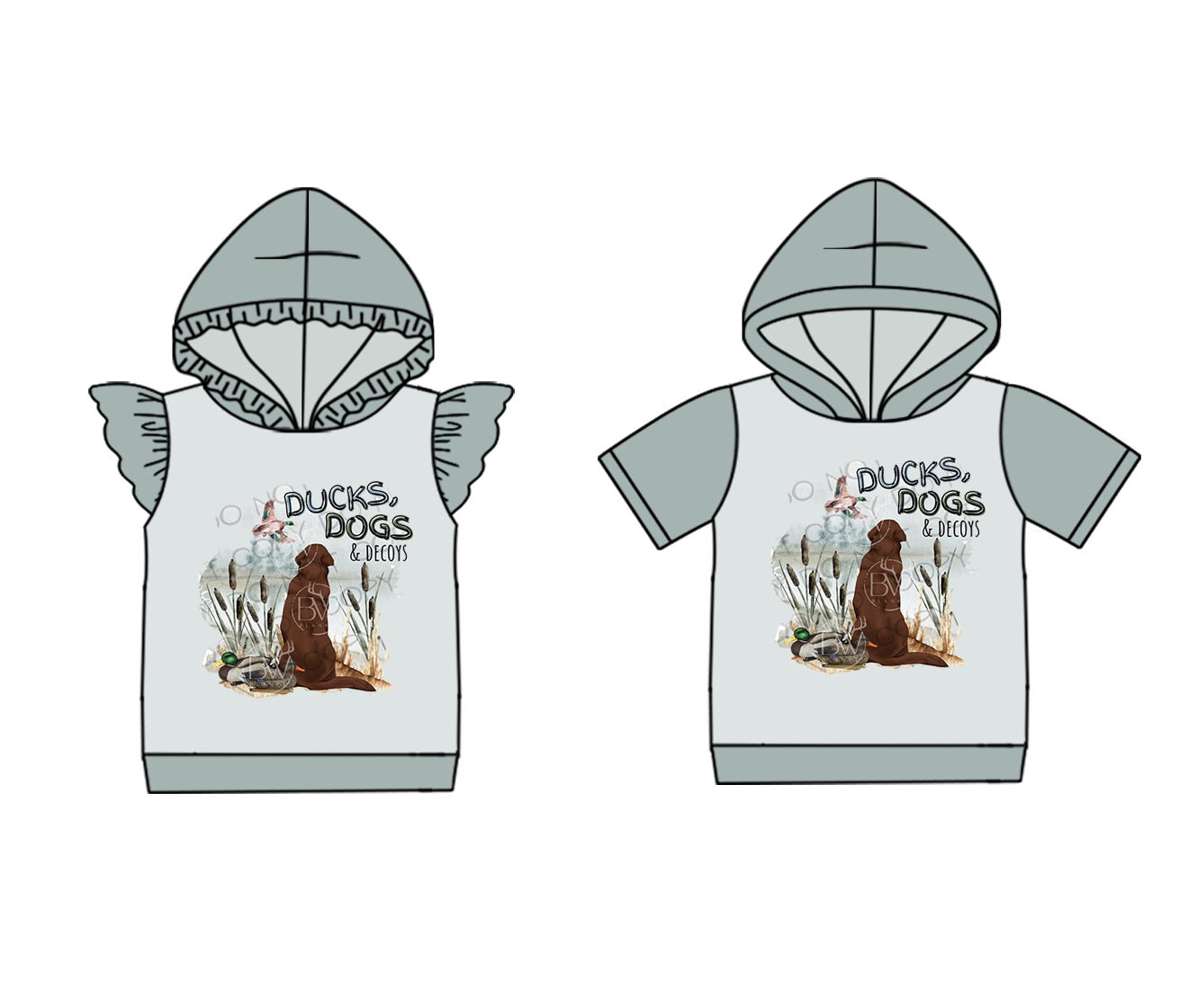 ( Moq 5 Each Style ) Baby Boy Girl Short Sleeves Ducks Dogs Sibling Hoodie Shirt 4.23