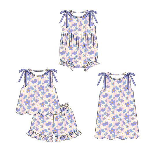 ( Moq 5 Each Style ) Sibling Baby Girls Kids Flower Romper Dress Set Summer Clothes