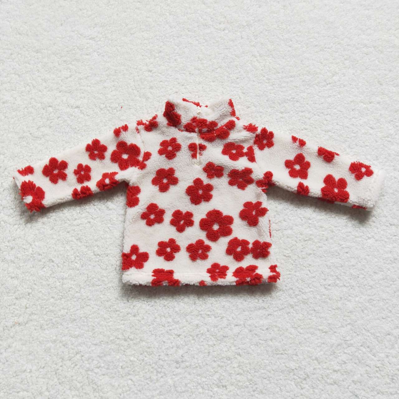 GT0266 Baby Girl Long Sleeves Flower Pullover Zipper Tops