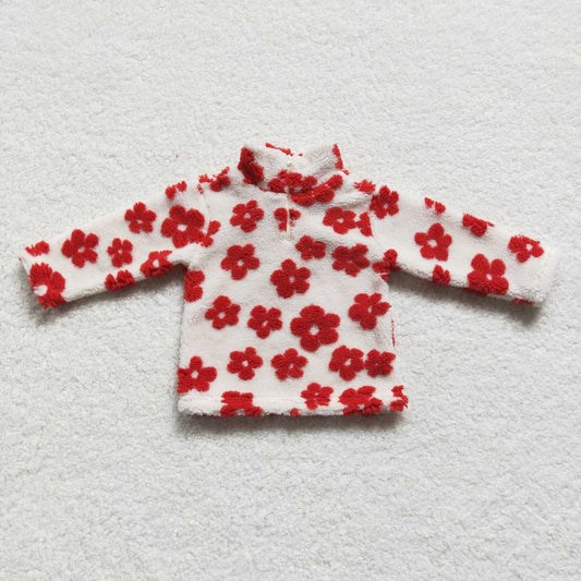 GT0266 Baby Girl Long Sleeves Flower Pullover Zipper Tops