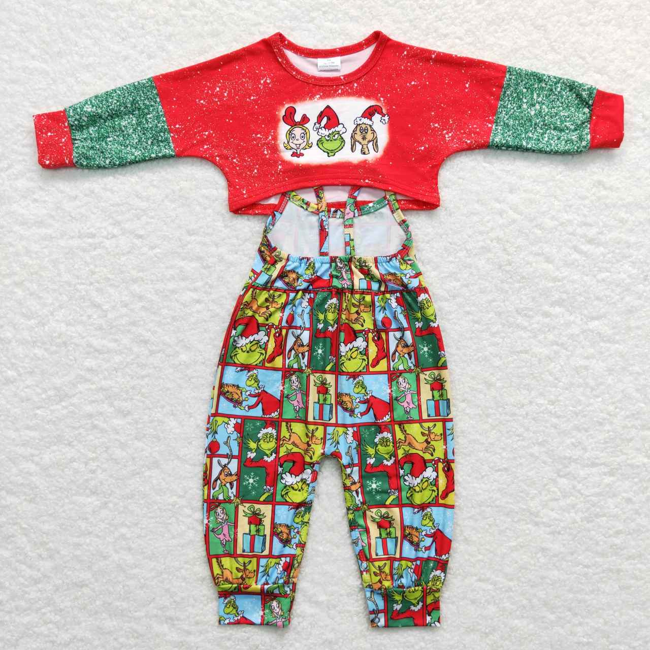 GLP0814 Baby Girl Long Sleeves Tops Christmas Face Jumpsuit Outfit