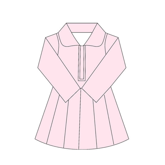 ( Moq 10 ) Baby Girl Light Pink Long Sleeves Zipper Activity Wear Yoga Knee Length Dress