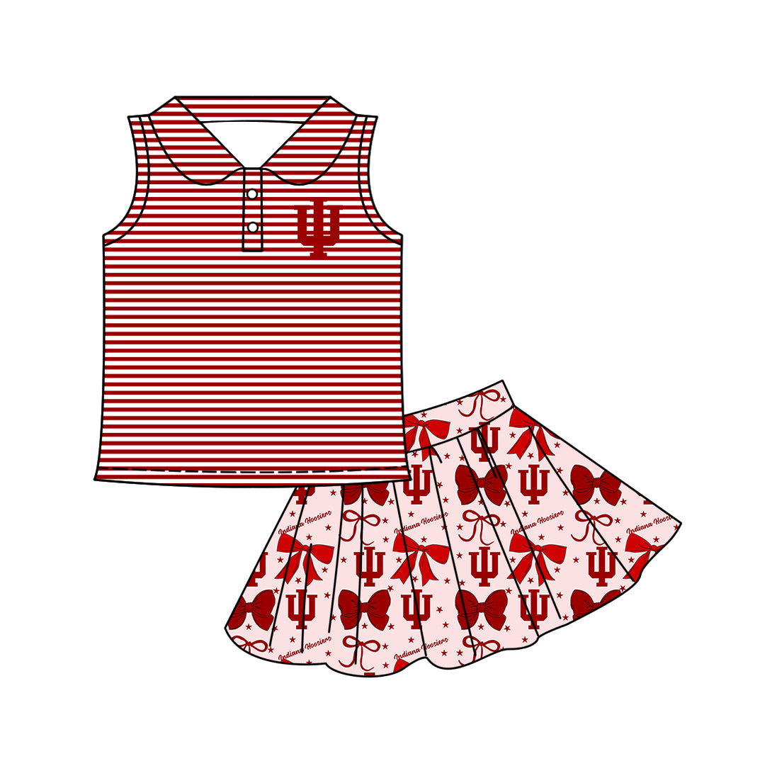 ( Moq 5 each style ) Baby Girl Toddler Team Red Bows Sibling Dress Set