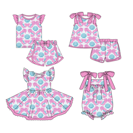 Baby Girl Summer Shell Pink Sibling Romper Dress Set ( Moq 5 Each Style ) 3.13
