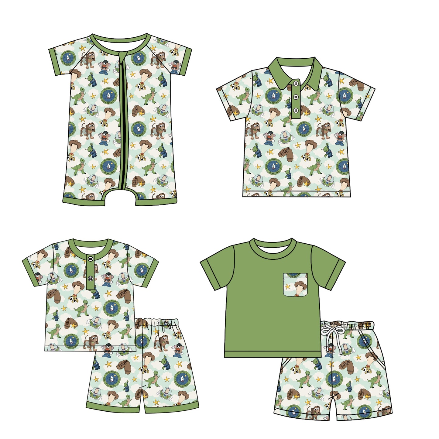 Baby Boy Short Sleeves Toys Sibling Romper Set ( Moq 5 Each Style ) 1.7