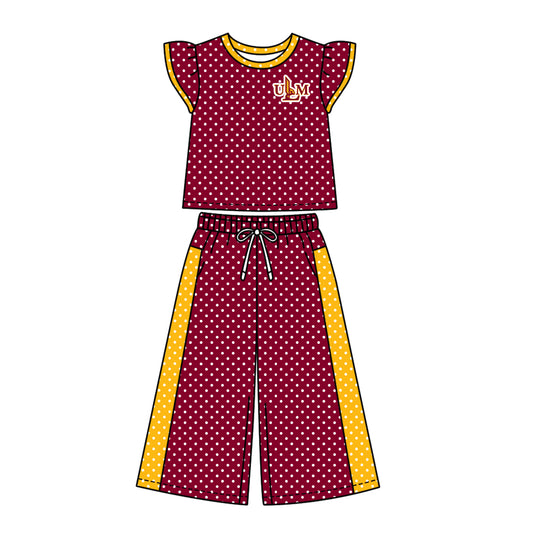 ( Moq 5 ) Baby Girls Kids Short Sleeves Shirt Pants Team Set Clothes