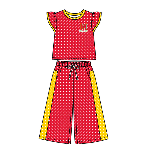 ( Moq 5 ) Baby Girls Kids Short Sleeves Shirt Pants Team Set Clothes