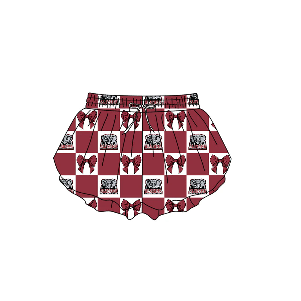 ( Moq 5 Each Style ) Kids Girls Adult Women Elephant Bows Plaid Team Shorts Sibling Mom and Me Yoga Clothes