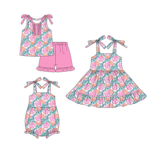 ( Moq 5 Each Style ) Baby Girl Straps Flower Sibling Summer Romper Dress Set 4.21