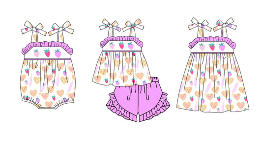 Baby Girl Strawberry Hearts Sibling Romper Dress Set ( Moq 5 Each Style ) 1.21