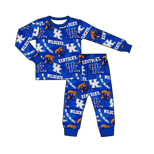 Baby Boy Long Sleeves Tiger Team Shirt Pants Pajamas Outfits Clothes Blue Set Moq 5
