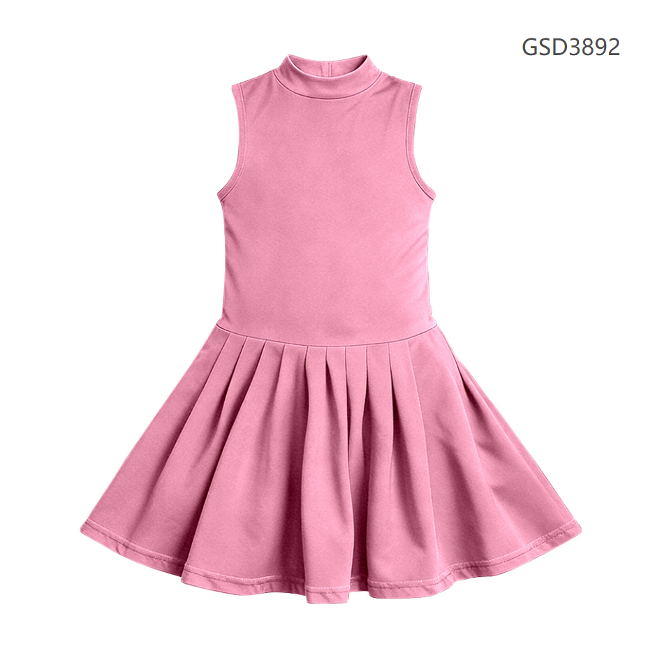 ( Moq 5 ) Preorder Baby Girls Sleeveless Pink Shorts Knee Length Yoga Active Dress