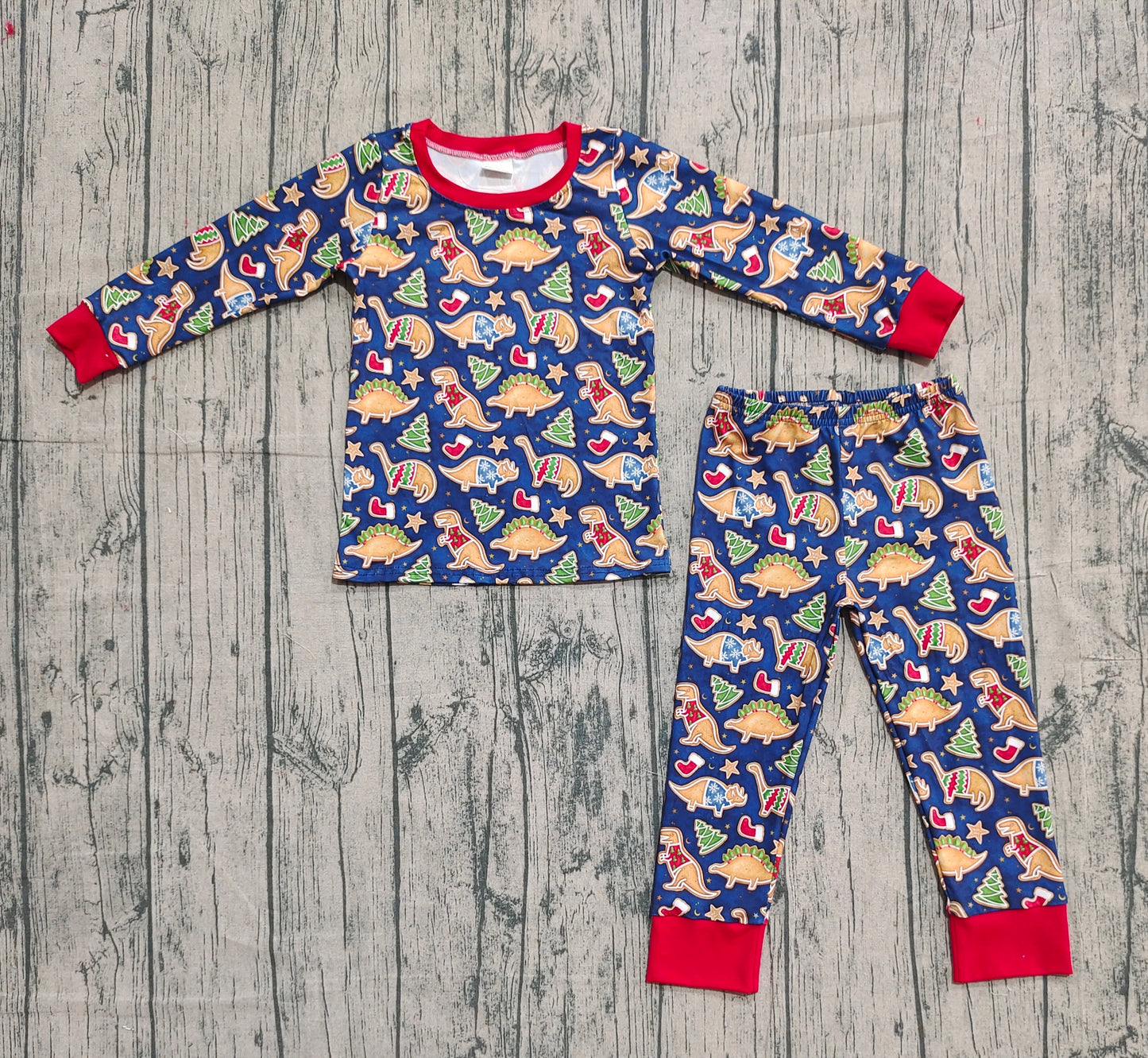 Baby Boy Long Sleeves Christmas Dinosaurs Shirt Pants Pajamas Set RTS