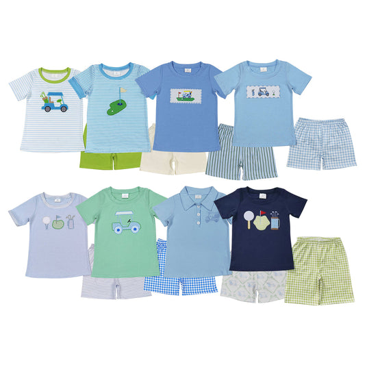 Baby Boy Short Sleeves Embroidery Golf Shirt Shorts Set Sibling Summer Clothes RTS
