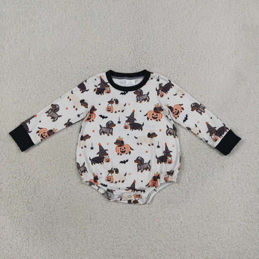 Baby Boys Infant Halloween Dogs Pumpkins Bubble Romper Clothes RTS