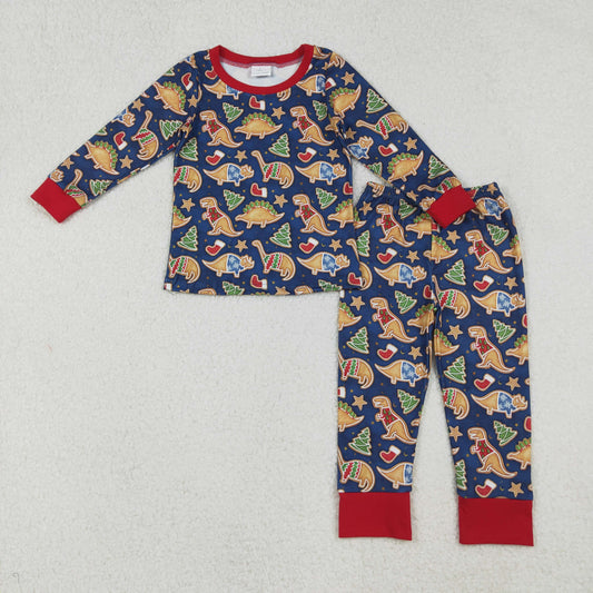 Baby Boy Long Sleeves Christmas Dinosaurs Shirt Pants Pajamas Set RTS