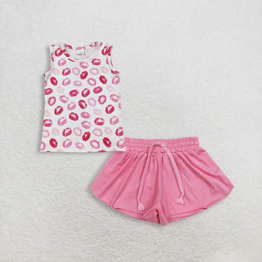 Baby Girls Kids Sleeveless Tops Pink Yoga Ruffle Shorts Set Clothes RTS