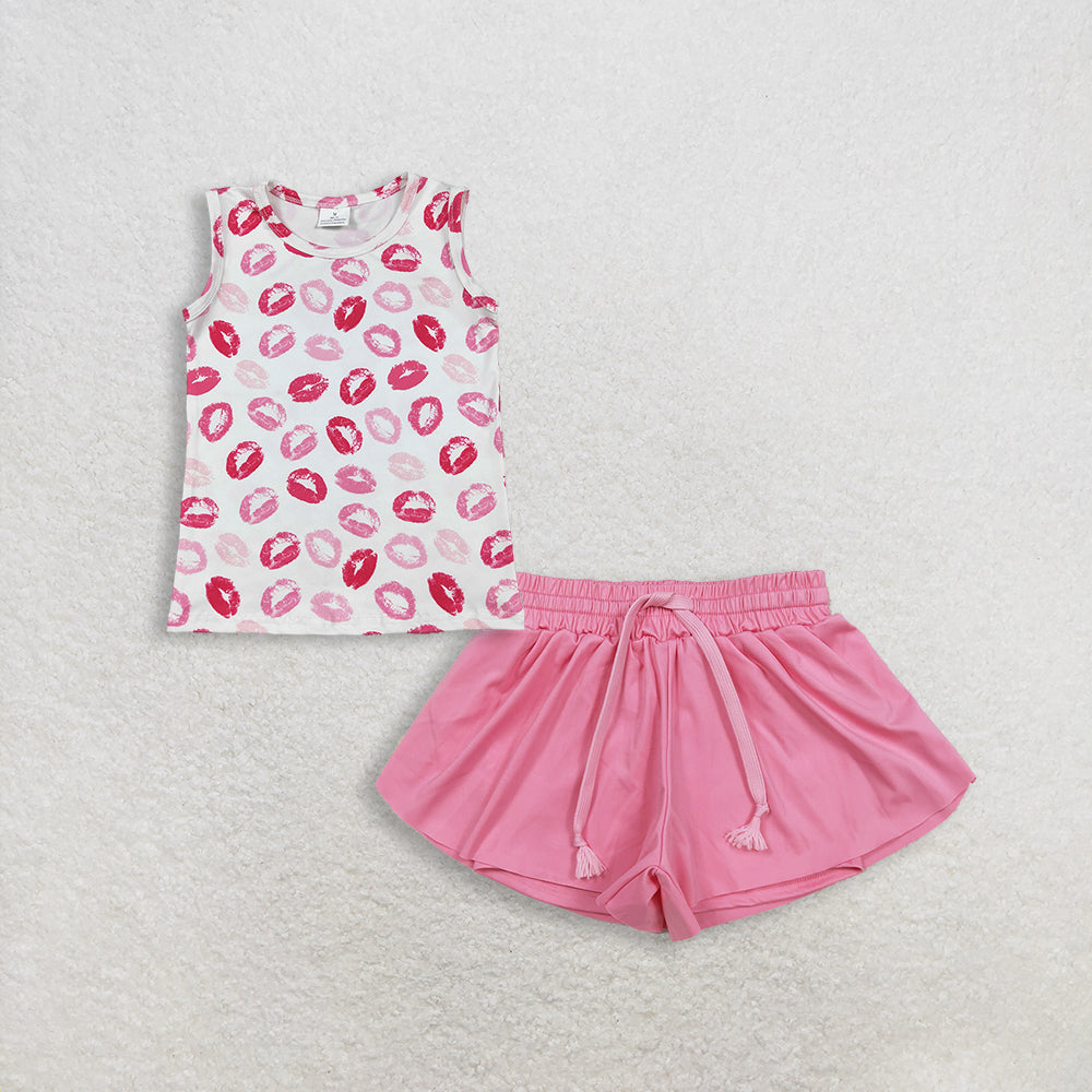 Baby Girls Kids Sleeveless Tops Pink Yoga Ruffle Shorts Set Clothes RTS