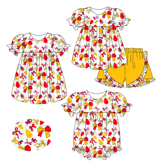 Baby Girl Bows KC Team Sibling Romper Dress Set ( Moq 5 Each Style )