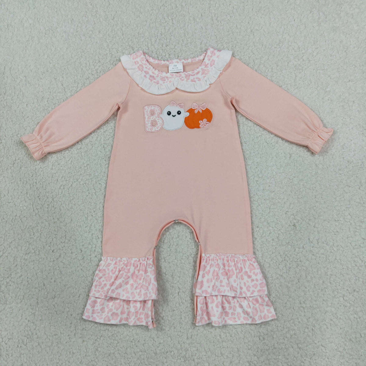 Baby Girls Infant Embroidery Ghost Pumpkin Bows Thanksgiving Romper Clothes RTS