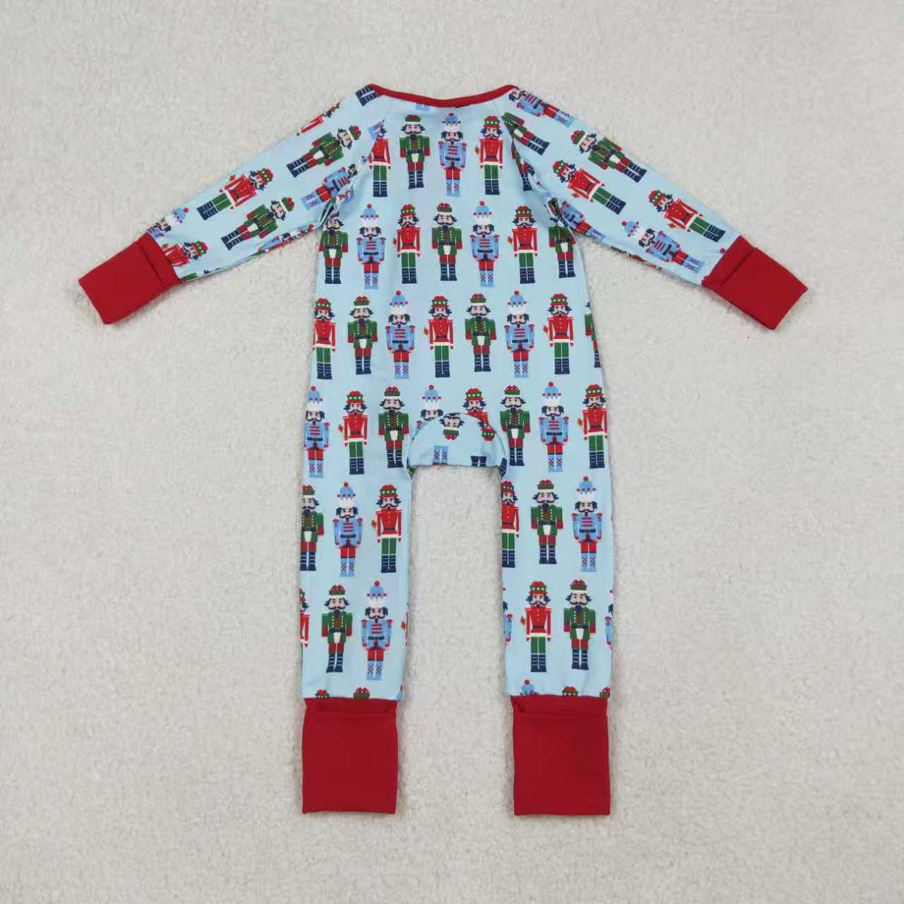 Sibling Boys Girls Long Sleeves Soldier Christmas Pajamas Zipper Romper Set Clothes RTS