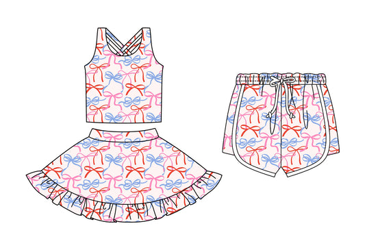 ( Moq 5 Each Style ) Sibling Baby Girls Toddler Bows Shorts Set Summer Clothes