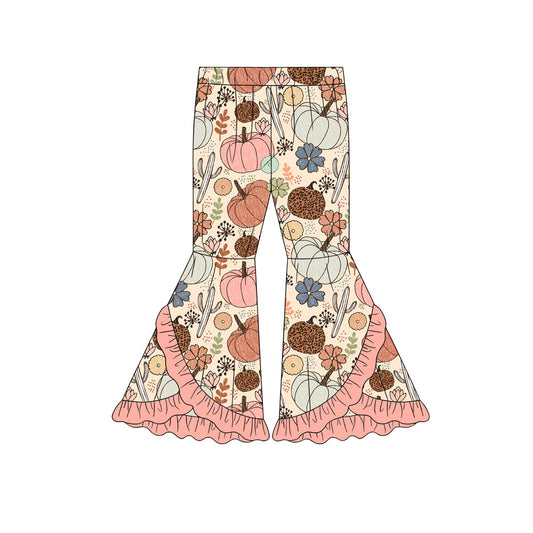 ( Moq 5 ) Baby Girls Kids Pumpkins Flower Cactus Ruffle Bell Pants Bottoms Fall Clothes