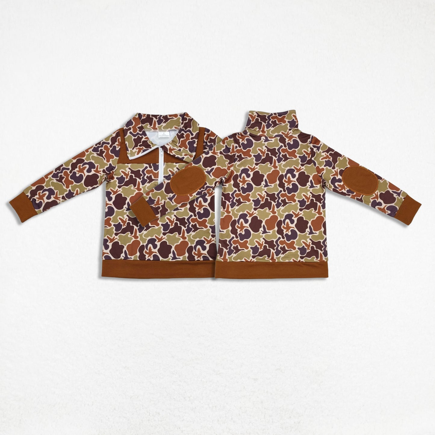 Sibling Boys Kids Long Sleeves Camo Aztec Zipper Shirt Pullover Tops Clothes RTS