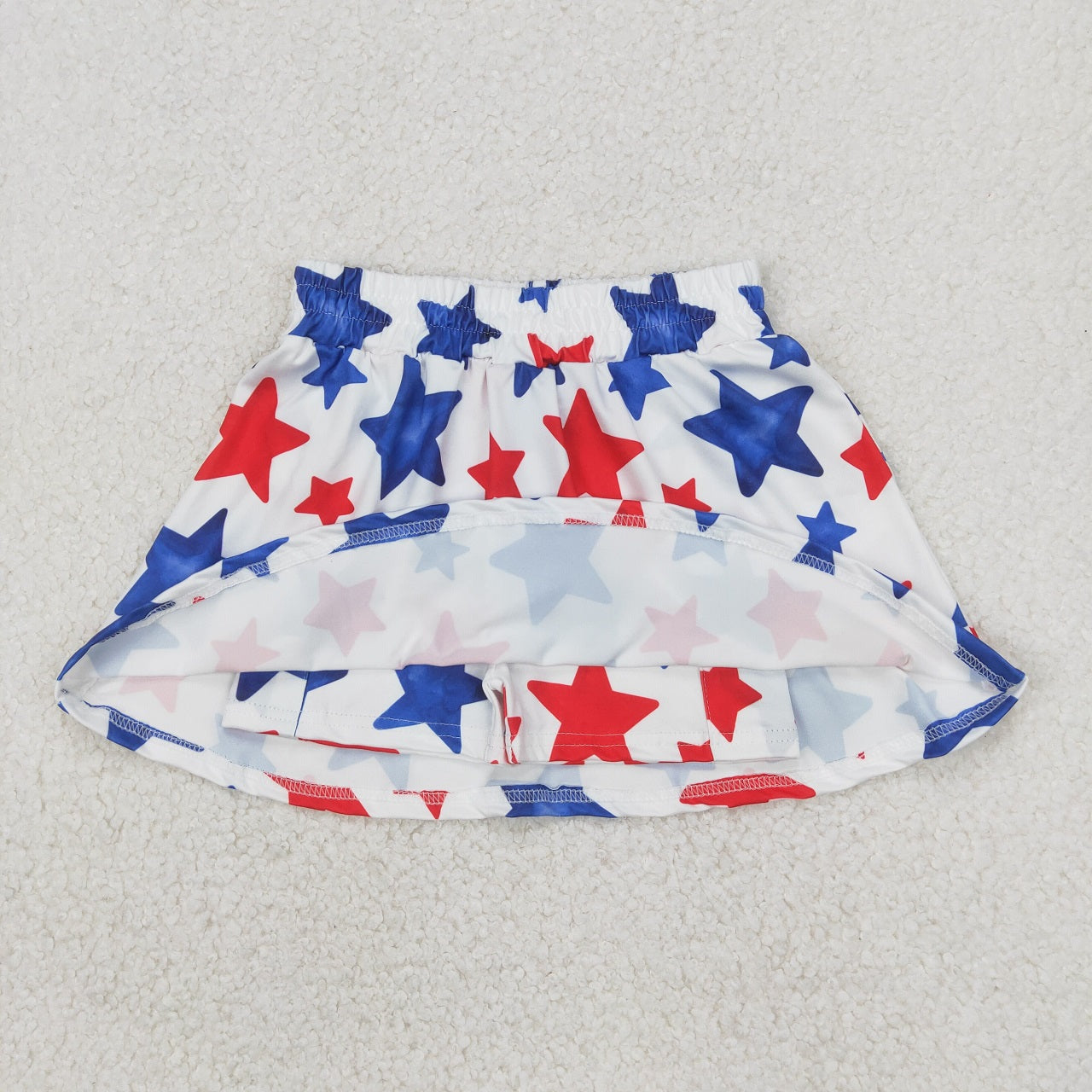 Baby Girl Short Sleeves 4th of July Stars Stripes Shirt Skorts Clothes Set RTS