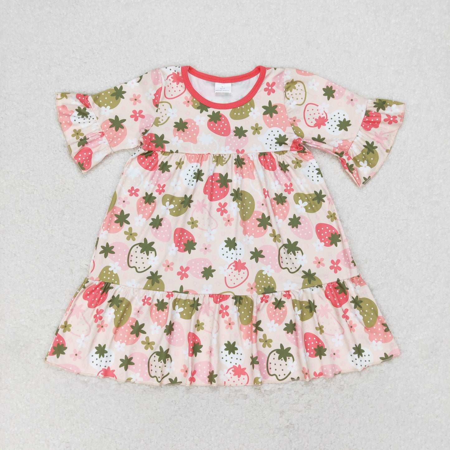 Baby Girl Short Sleeves Strawberry Flower Dress