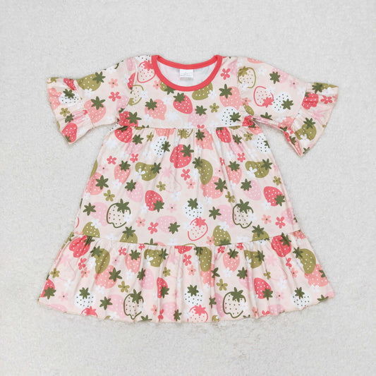 Baby Girl Short Sleeves Strawberry Flower Dress
