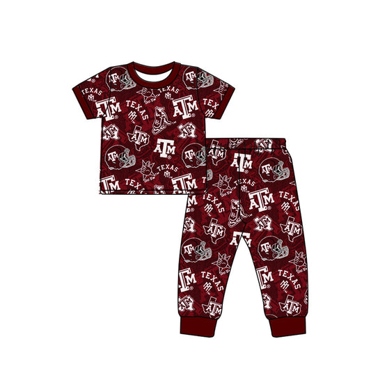 Baby Boy Short Sleeves Dogs Team Shirt Pants Pajamas Clothes Set ( Moq 5 )