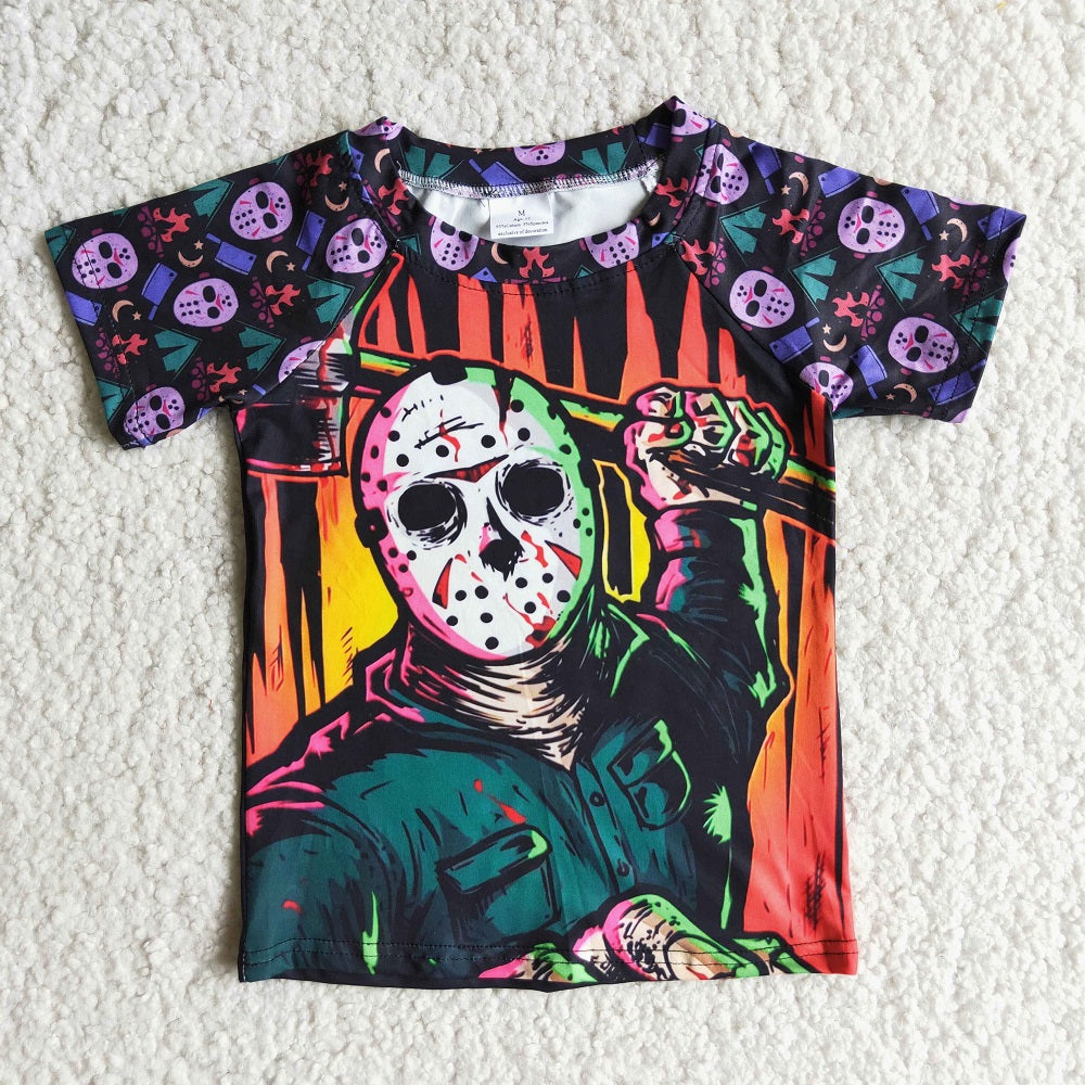 Promotion A0-10 Baby Boy Short Sleeves Halloween Tops Shirt