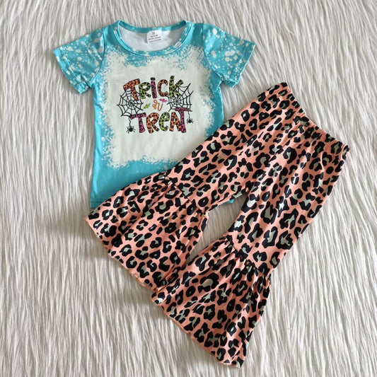 Promotion Baby Girl Halloween Leopard Bell Pants Outfit RTS